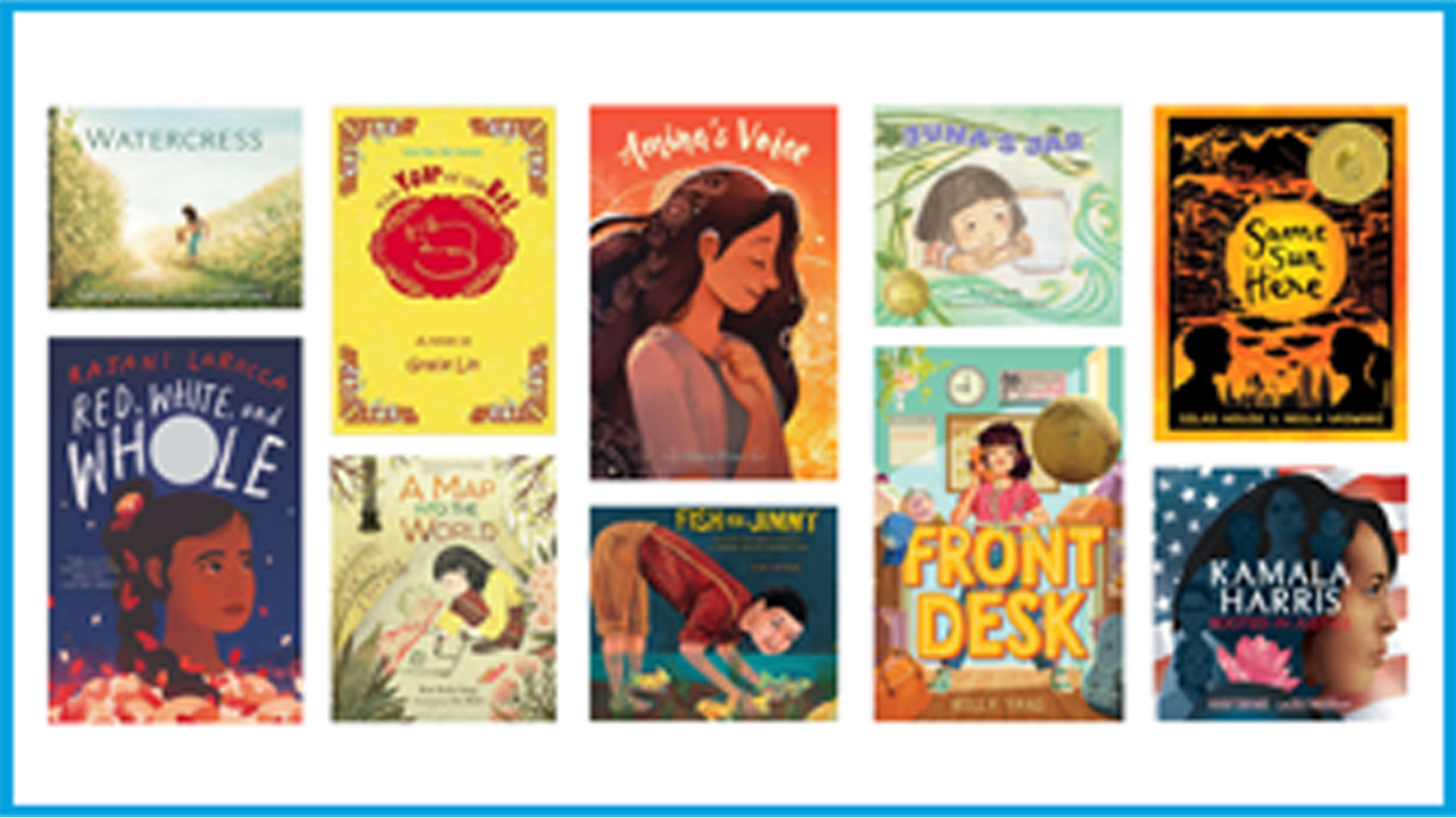 Collage of great children's books for Asian American Pacific Islander Heritage Month